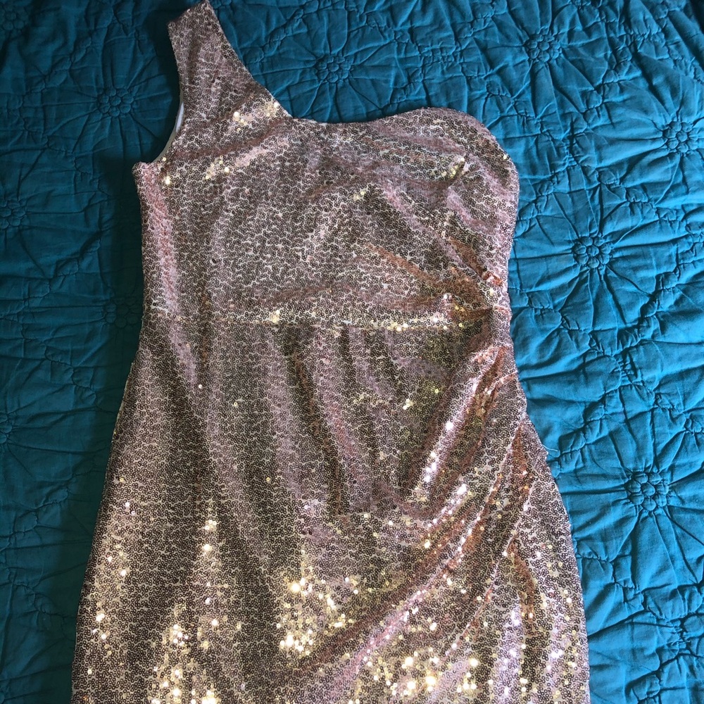 Rose One Shoulder Sequin Bodycon Dress